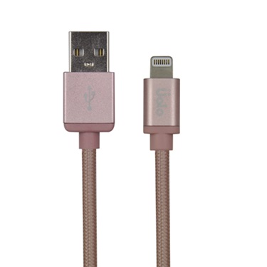 Uolo Link 2m Braided Lightning Charge & Sync Cable, Rose Gold